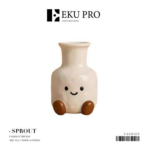 EKU PRO·呆呆·可爱笑脸花瓶创意陶瓷摆件干花水培花器 | Sprout