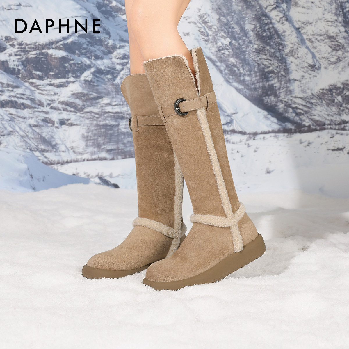 达芙妮时尚马丁靴女秋冬百搭保暖靴子加绒工装靴休闲短靴单靴