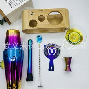 7件套鸡尾酒酒吧工具 不锈钢调酒器套装 手摇壶雪克师杯电镀色