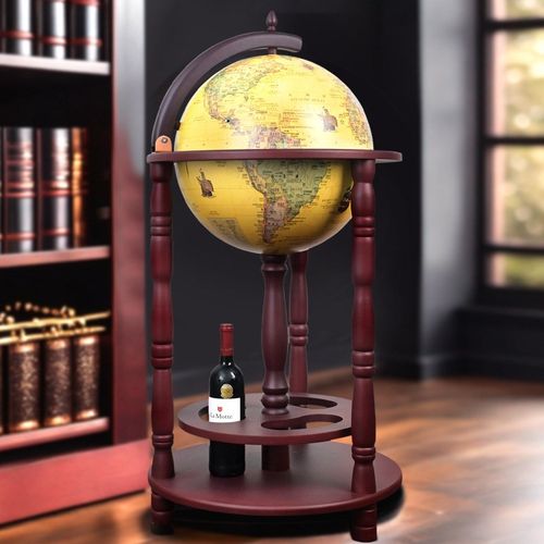 金球蓝地球新款42CM酒柜式地球仪落地摆件酒柜式开盖地球仪礼品