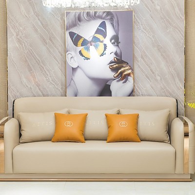 意式轻奢沙发家用客厅双人三人实木皮质沙发家居组合沙发厂家直供