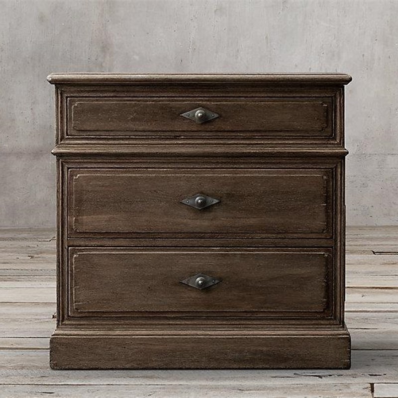 法式乡村复古实木床头柜美式边柜英式古典简约角几实木美式全实木