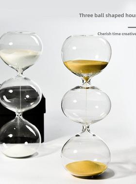 创意玻璃沙漏三层球形沙漏计时器个性化斯堪的纳维亚现代风格家居