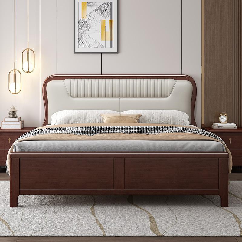 胡桃全实木中式软包床轻奢储物婚床主卧现代简约家俱双人床1.8米