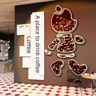 咖啡角布置奶茶馆厅店铺门口吸引人装饰网红拍照区打卡墙贴画海报