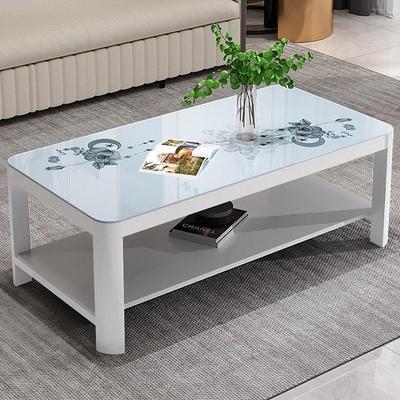 茶几桌客厅家用小户型钢化玻璃茶几出租房用圆角现代简约双层花几