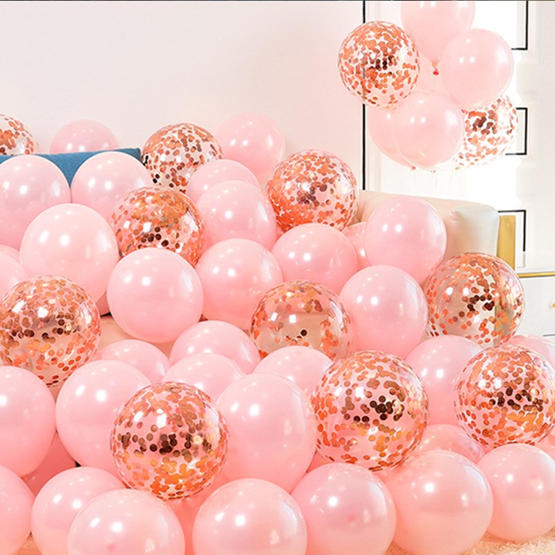 气球套装生日气球婚房布置装饰粉色蓝色派对亮片加厚金属气球套餐