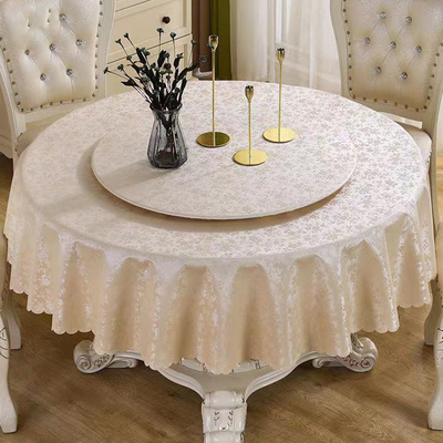 大圆形桌布防水防油防烫免洗酒店家用高档转盘餐桌套罩高级感台布