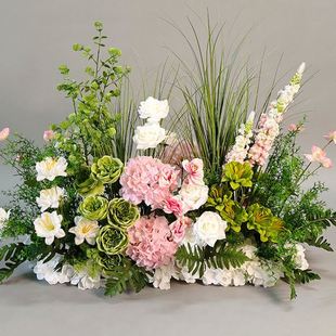 饰花 莫奈花地排花艺绢花婚礼现场布置订婚假花路引婚庆装