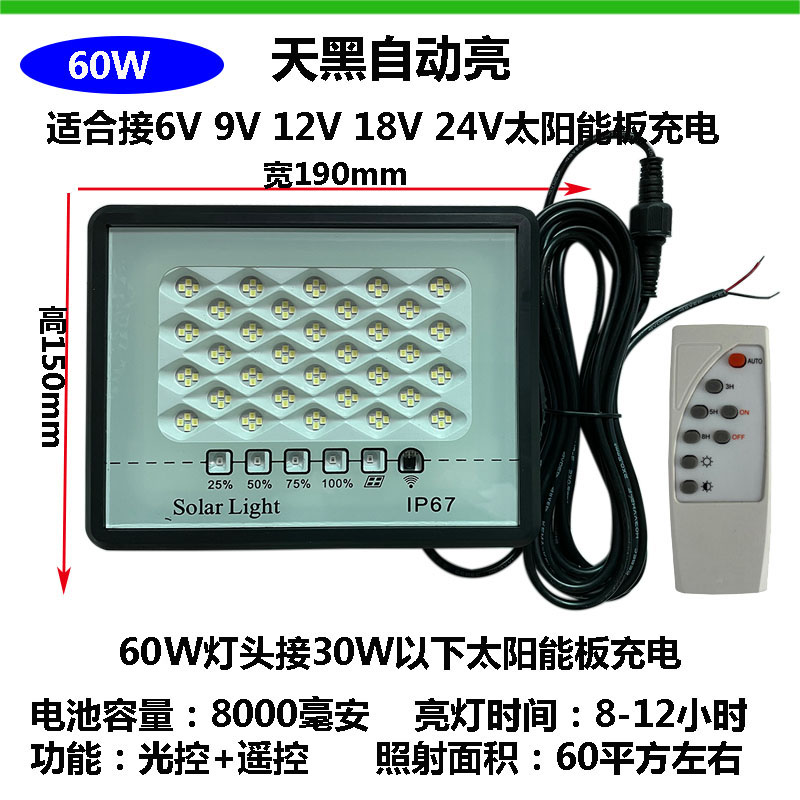 适合9V12V18V24V太阳能板充电灯头户外庭院家用LED投光灯组装-封面