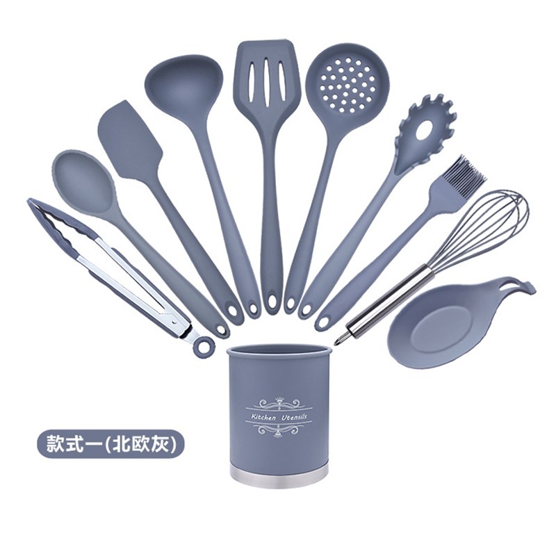 硅胶厨具11件套装不粘锅烹饪铲汤勺刮铲厨房家用多功能工具套装