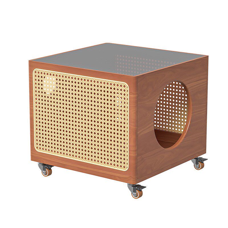 宠物茶几人宠共用家具猫窝狗窝实木藤编卧室落地边几柜可移动猫桌