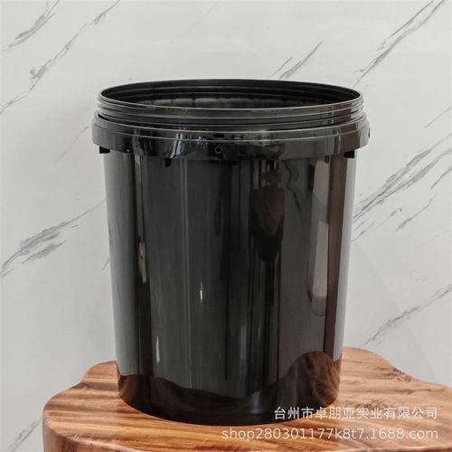 厂家25L塑料桶圆形pp塑料25kg涂料桶黑色化工塑料桶加厚螺旋