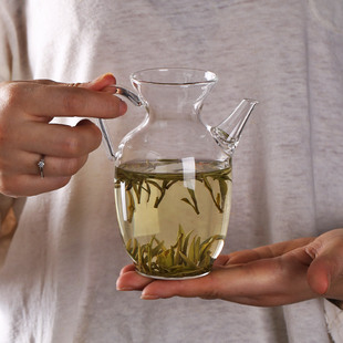 小执壶 耐热玻璃冲茶壶绿茶用泡茶器带滤网公道杯家用简约仿宋中式