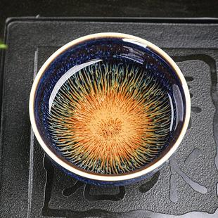 陶瓷茶具茶盏单杯 建盏纯手工天目釉窑变品茗杯主人杯功夫茶杯套装