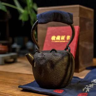 进口木盒铸铁壶煮茶壶做旧无涂层家用纯手工烧水泡茶壶 日本原装