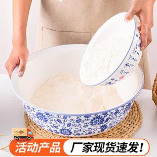 和面盆家用陶瓷大盆碗特大号揉面盆加厚青花瓷发面拌馅菜盆大汤盆