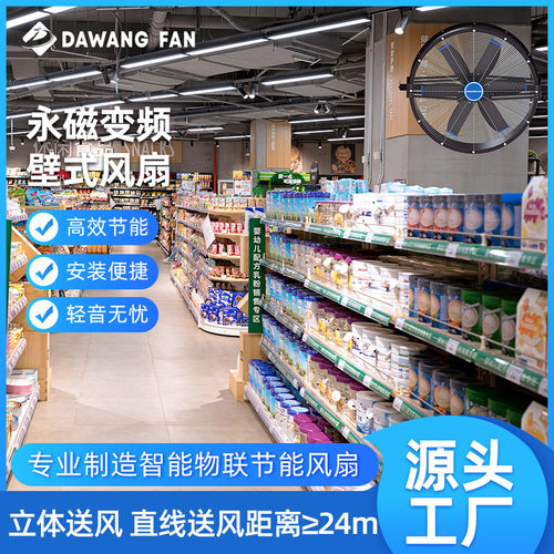 大王通风DB系列永磁变频壁式风扇厂房车间仓库降温大功率圆形风扇