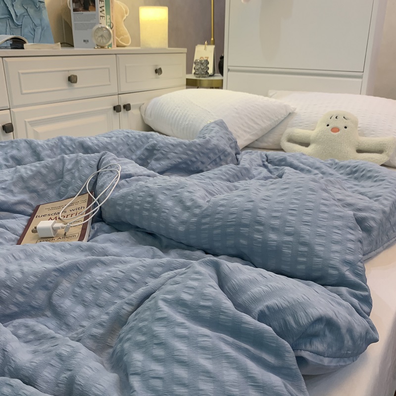 水洗棉纯色被套单件150x200x230cm男女单人被罩220x240被单四件套