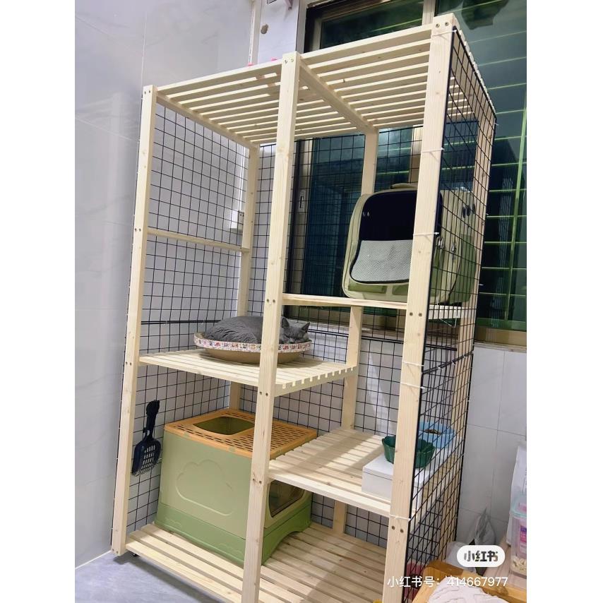 定制实木猫爬架猫砂盆架猫粮置物架宠笼阳台架多层宠物食品收纳架
