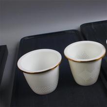 羊脂玉白瓷茶杯办公杯茶水分离陶瓷水杯内胆过滤茶渣玻璃花茶配件