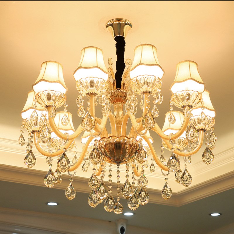 客厅水晶吊灯欧式奢华大气家用带灯罩灯具温馨浪漫餐厅卧室书房灯