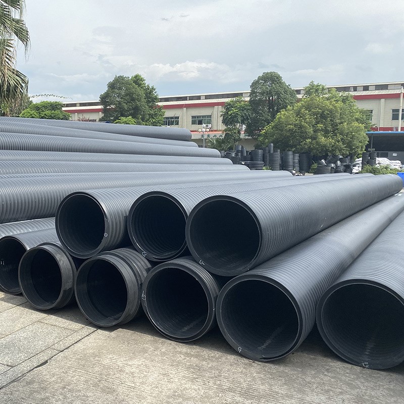 HDPE中空壁缠绕管波纹管 双壁波纹管 pe排污管钢带增强克拉管