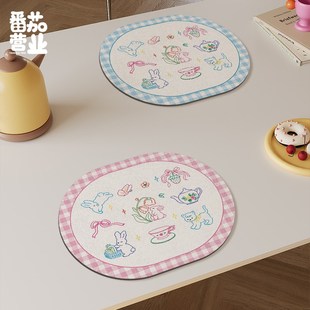 可爱少女家用餐垫奶油风皮革防水防烫餐桌垫子碗盘隔热垫咖啡机垫