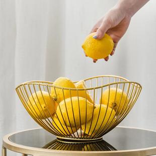 网红客厅茶几果篮 北欧ins现代轻奢金色水果盘大容量家用创意个性