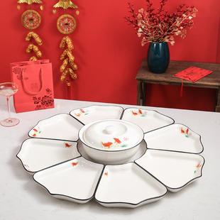套装 网红陶瓷拼盘餐具组合创意家用年夜饭餐具 拼盘组合圆桌盘子