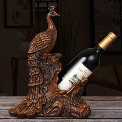 欧式餐厅托架创意孔雀葡萄酒瓶田园红酒架客厅摆件酒柜装饰品收纳