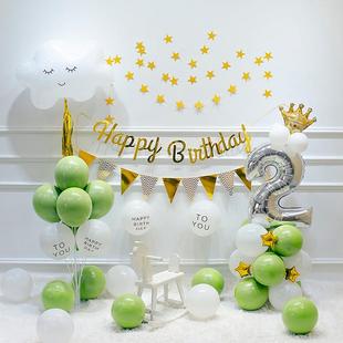 饰品气球party场景派对背景墙布置 森系小清新ins风宝宝周岁生日装