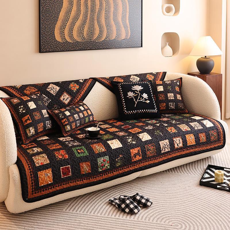2024新款深色耐脏艺术沙发垫四季防滑布艺盖巾秋冬轻奢坐垫套定制