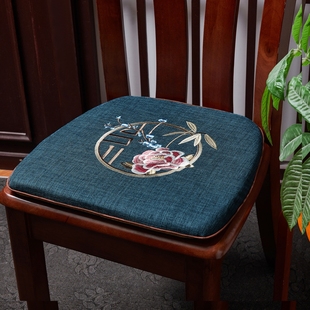 餐桌椅子坐垫家用可拆洗马蹄形垫子红木餐椅垫凳子座垫防滑 新中式