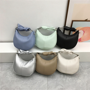 小脏柜 半圆马鞍包手提绑带打结设计小众月牙Q包通勤时尚斜挎小包