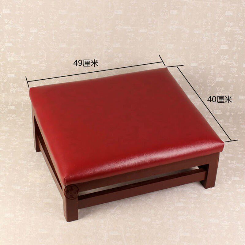 新款四脚跪垫实木拜垫皮拜凳打坐垫方形蒲团寺院磕头家用凳50*50C