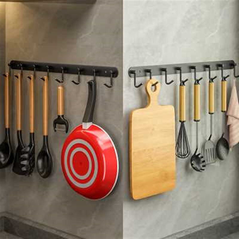 厨房挂钩置物架免打孔厨具用品挂钩架勺子锅铲架子家用.壁挂式排