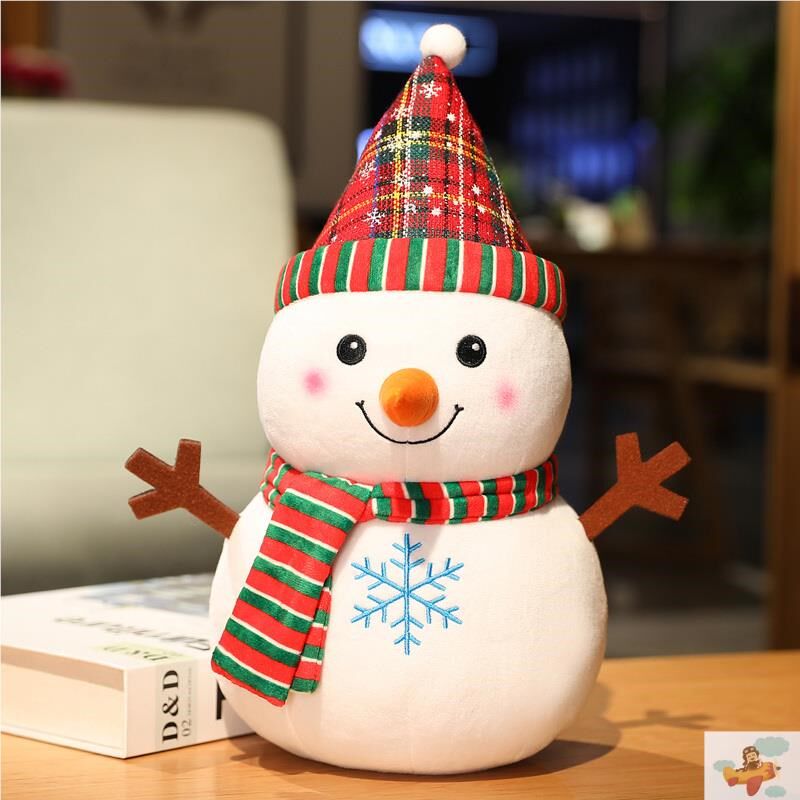可爱圣诞老e人公仔白色雪人玩偶毛绒玩具小号儿童布娃娃圣诞节礼