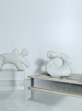 抽象大理石水晶底座o装饰摆件客厅酒柜样板房售楼处软装饰品