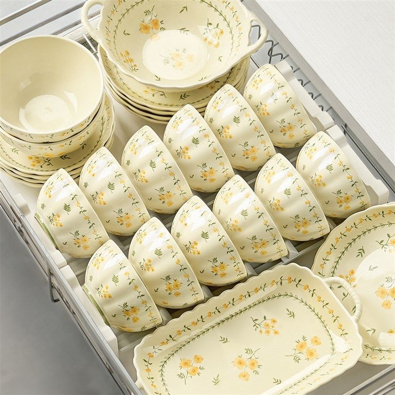 釉下彩碗碟套装家用2025新款清新餐具高颜值陶瓷碗盘乔迁新居碗具,餐饮具,碗,淘宝优惠券,粉丝福利购,淘宝优惠卷