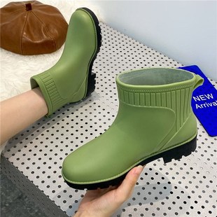 2022新款 女加绒时尚 新款 雨鞋 防滑雨靴耐磨厨 室外穿短筒胶鞋 防水鞋