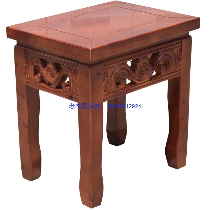 实木梳妆凳柏木餐桌凳加厚高凳马鞍凳单人独凳换鞋凳仿古方凳圆凳