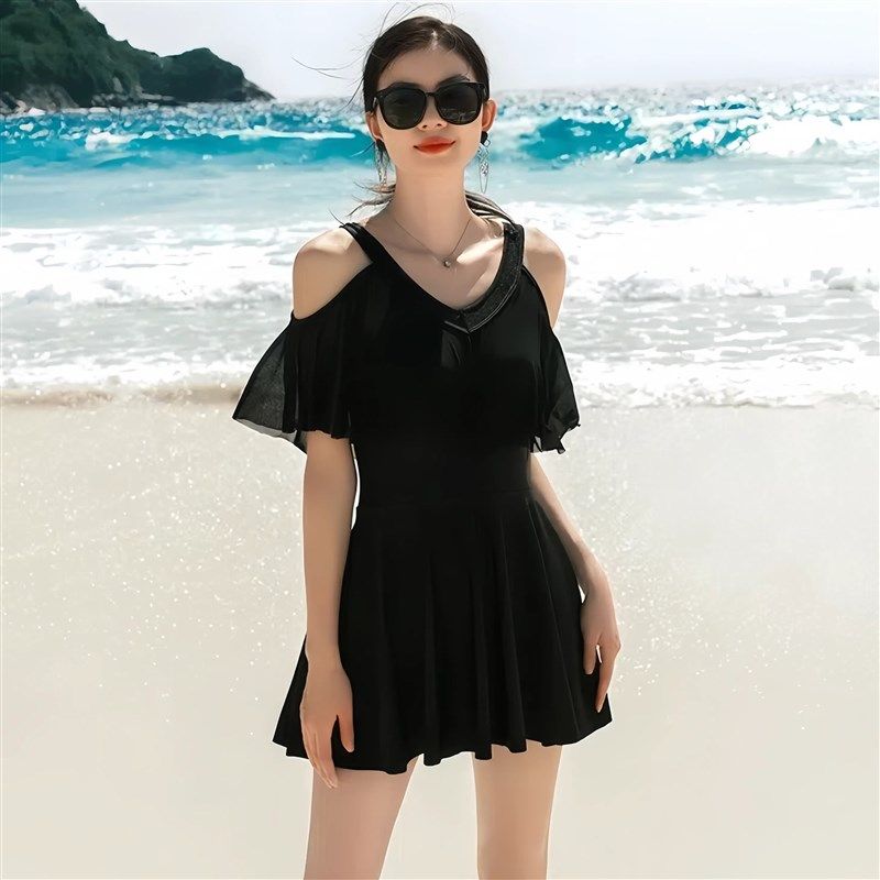 泳衣女2025新款连体泡温泉高级感微胖遮肉显瘦保守聚拢女士游泳衣