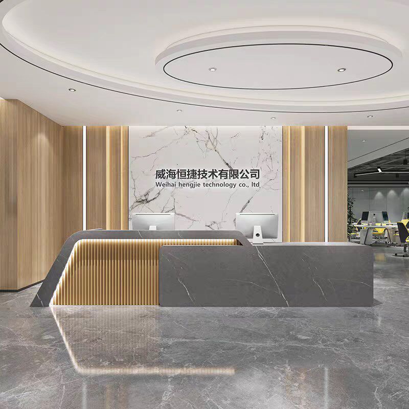 公司前台接待台培训机构办公室酒店大厅美容O院实木烤漆吧台收银