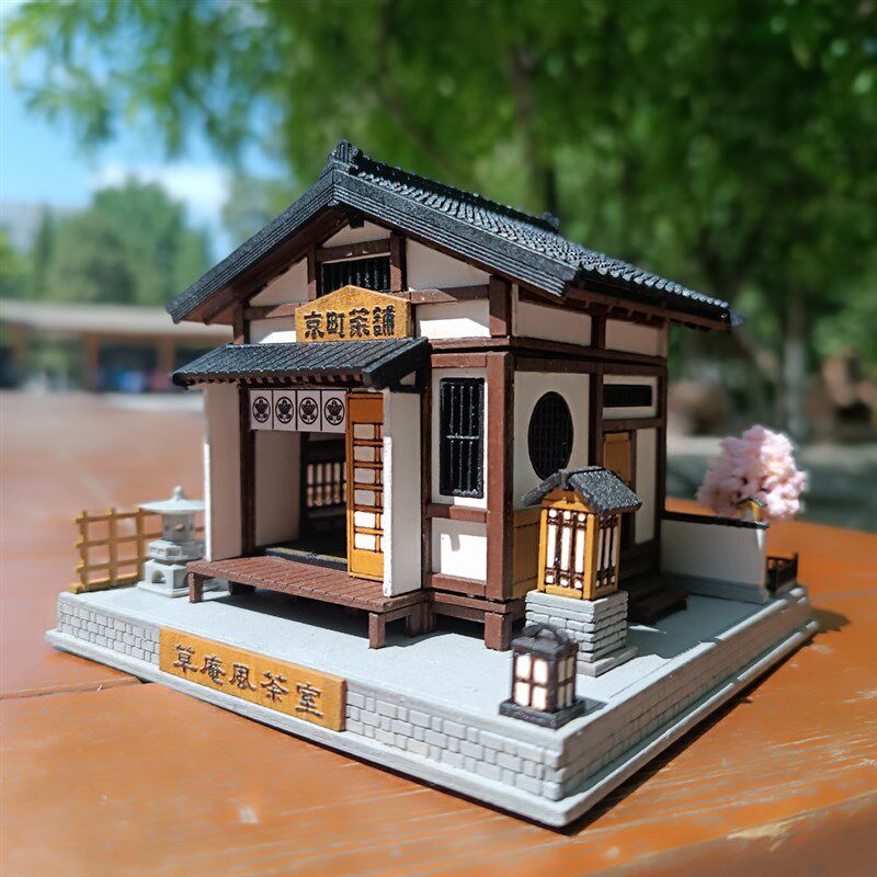 茶室木制拼c装模型全内构古建筑和风1:64微缩场景DIY手工掌上木屋