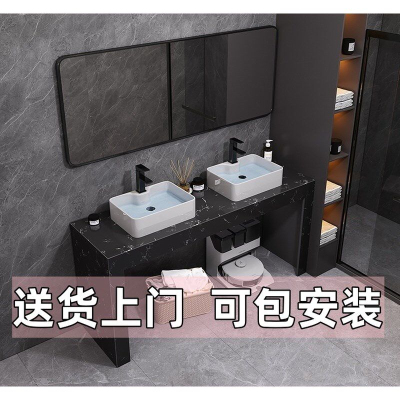 洗手盆落地洗脸池双盆套装洗漱台卫生间易安装公S共厕所大理石双