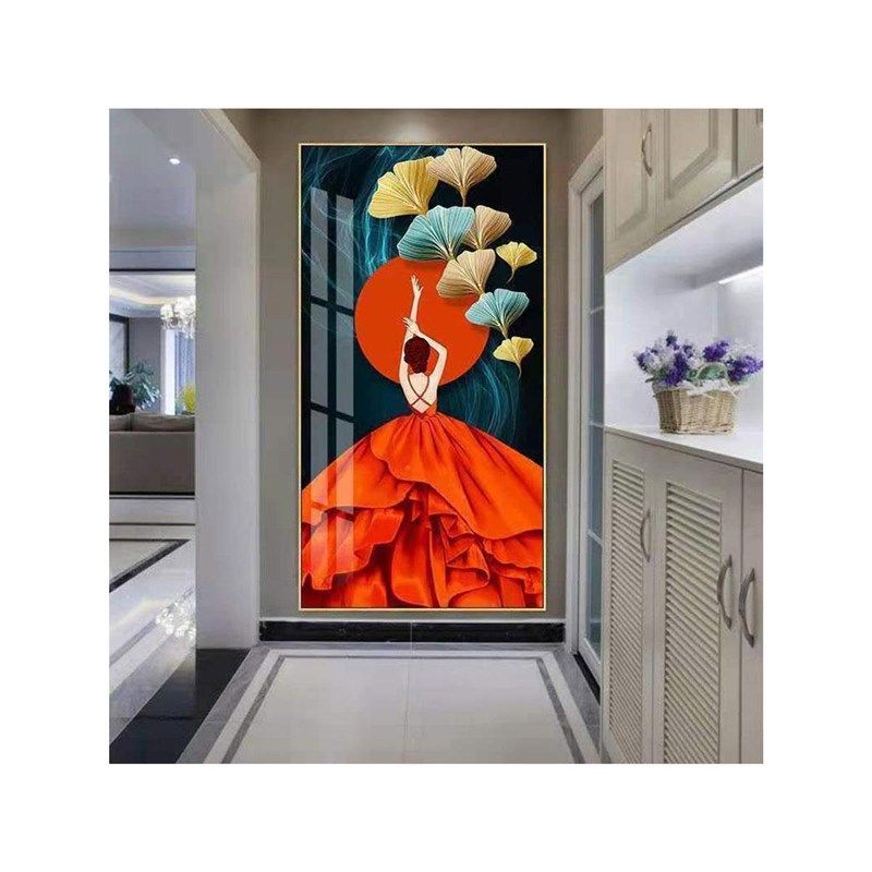 现代简约b玄关装饰画竖版抽象挂画客厅走廊过道壁画玄幻入户晶瓷