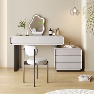 现代简约化妆桌卧室小户型斗柜一体可伸缩奶油风梳妆台2024新款