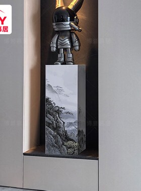 新中式大理奢石摆件底座玄关增改摆台客厅电视柜岩板展示台花架