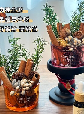 肉桂生财摆件新年客厅桌面玄关摆件装饰品手工diy无火香薰摆件